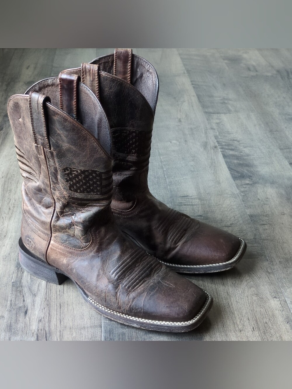 Ariat Circuit Patriot Boots Mens 10 D Weathered Tan Wide Square Toe 10029699